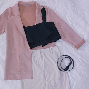Zara Faux Suede Pink Blazer Coat